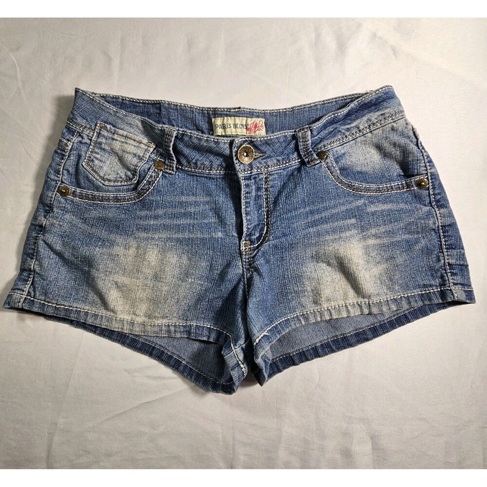 Vintage Paris Blues Low Rise Denim Mini Shorts - Y2K Grunge Size 9
